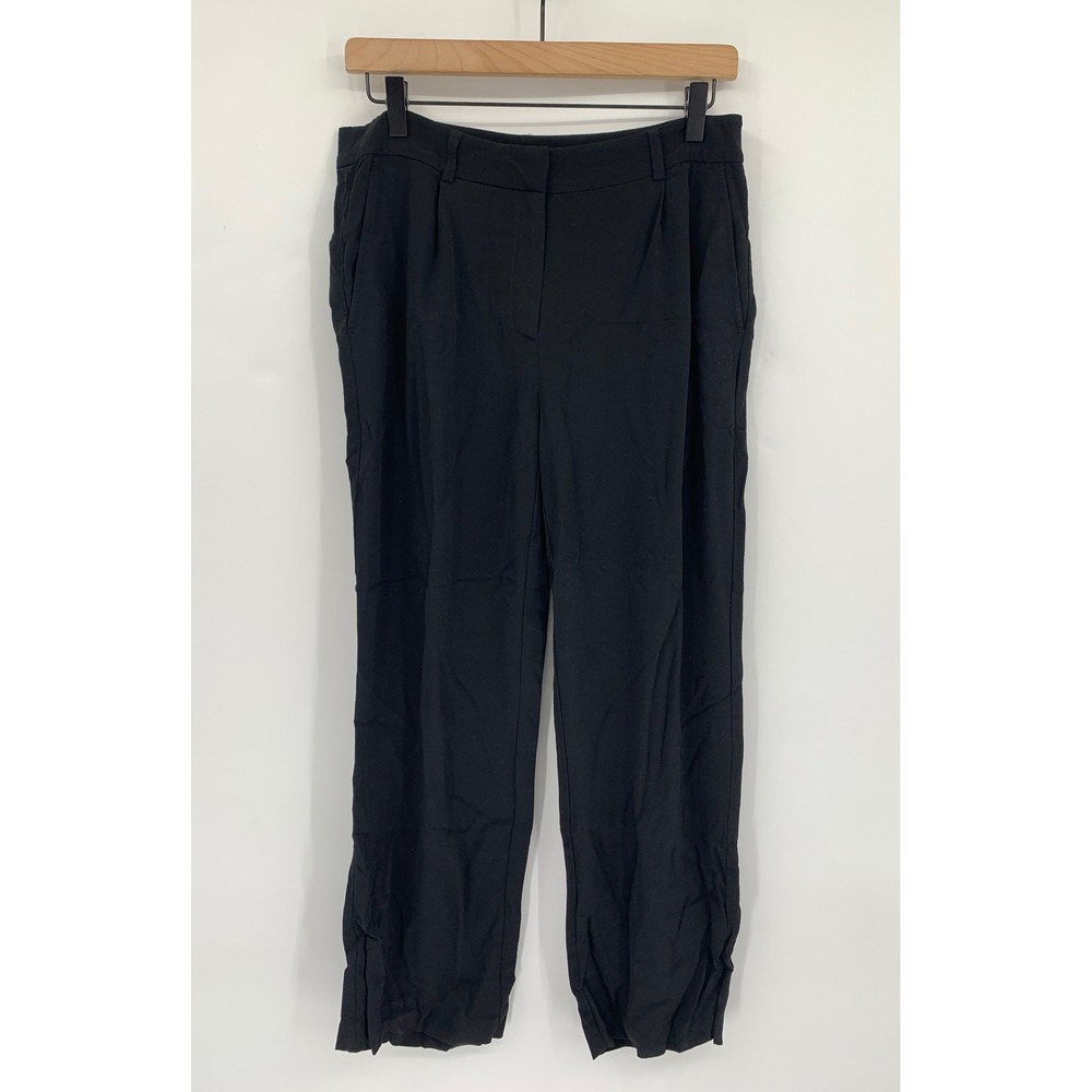 Eileen Fisher Pants Women 8 Petite Black Trousers Lyocell Viscose Pleated Ankle